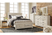 Bellaby Whitewash Queen Platform Bed with 2 Storage Drawers - DMV FurnitureQueen Bed