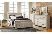 Bellaby Whitewash Queen Platform Bed with 2 Storage Drawers - DMV FurnitureQueen Bed