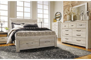Bellaby Whitewash Queen Platform Bed with 2 Storage Drawers - DMV FurnitureQueen Bed