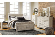 Bellaby Whitewash Queen Platform Bed with 2 Storage Drawers - DMV FurnitureQueen Bed