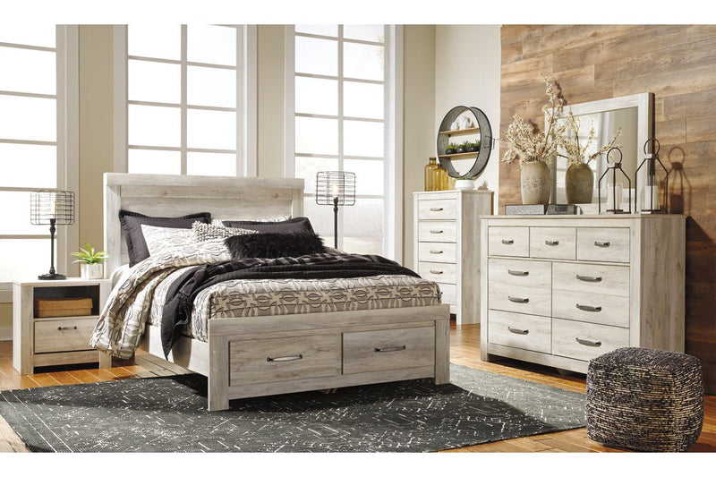 Bellaby Whitewash Queen Platform Bed with 2 Storage Drawers - DMV FurnitureQueen Bed