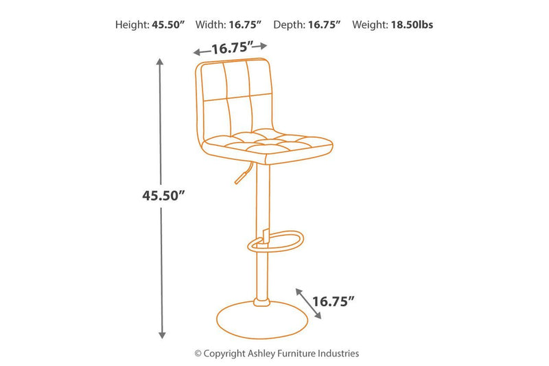 Bellatier Black/Chrome Finish Adjustable Height Bar Stool (Set of 2) - DMV FurnitureBarstool