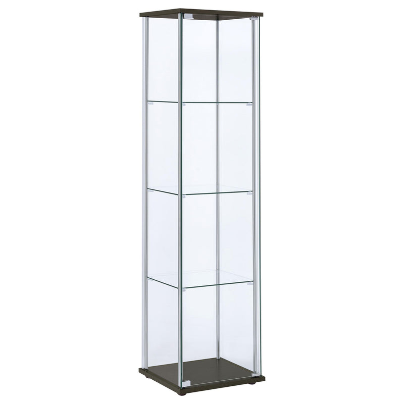 Bellatrix 3-shelf Clear Glass Curio Cabinet Cappuccino - 950172