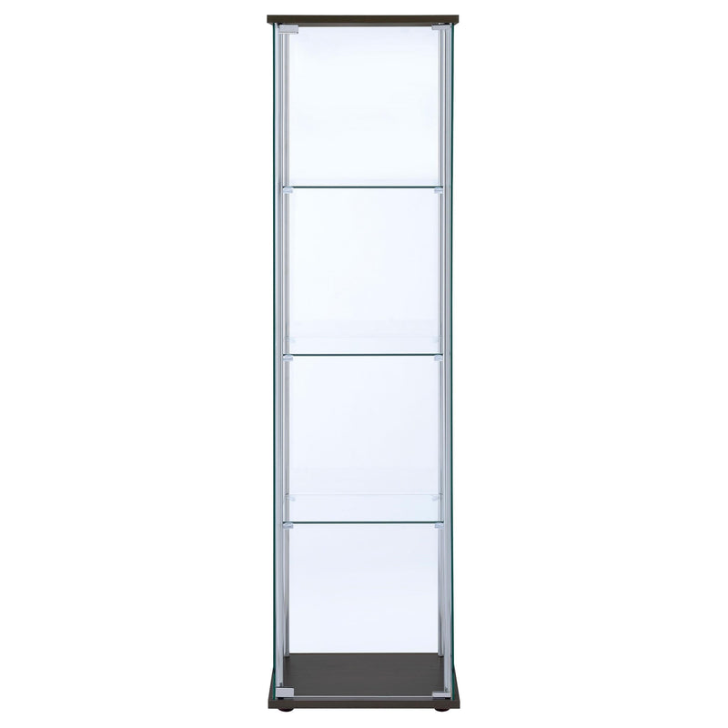 Bellatrix 3-shelf Clear Glass Curio Cabinet Cappuccino - 950172