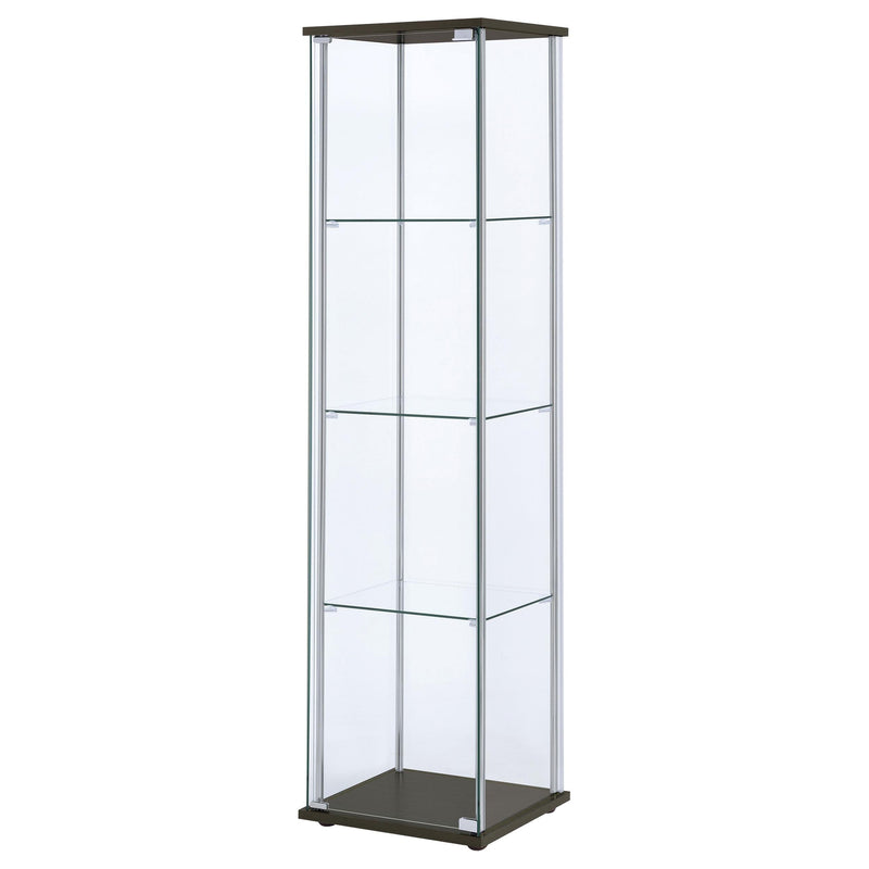 Bellatrix 3-shelf Clear Glass Curio Cabinet Cappuccino - 950172