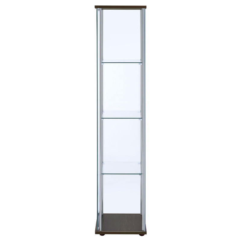 Bellatrix 3-shelf Clear Glass Curio Cabinet Cappuccino - 950172