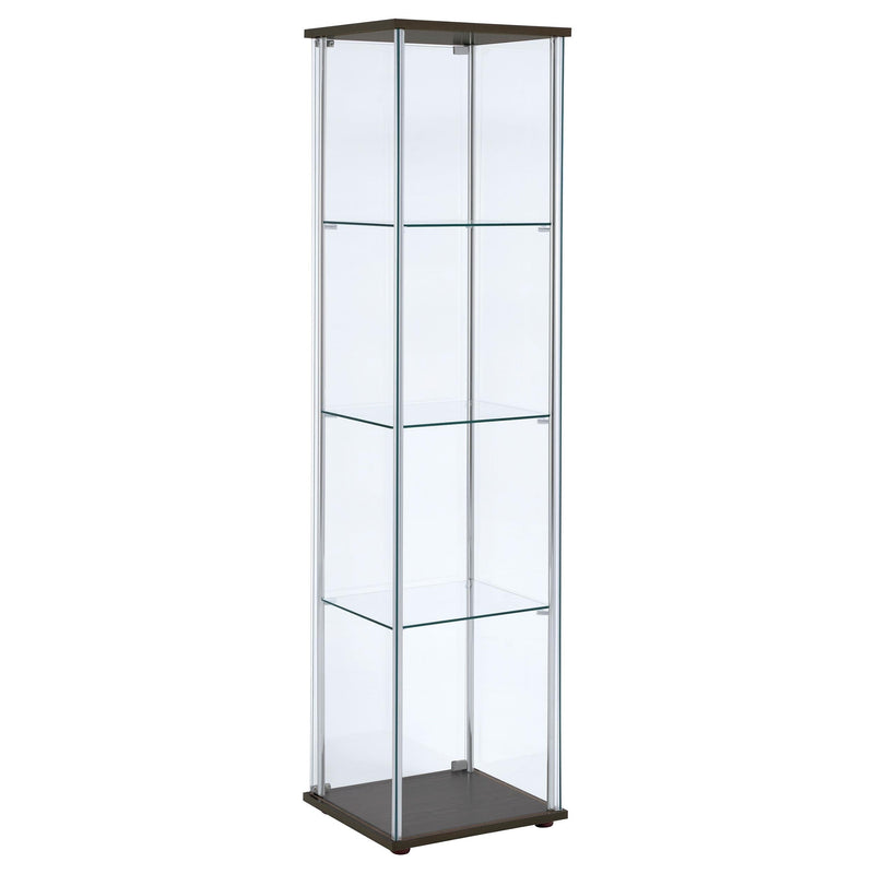 Bellatrix 3-shelf Clear Glass Curio Cabinet Cappuccino - 950172