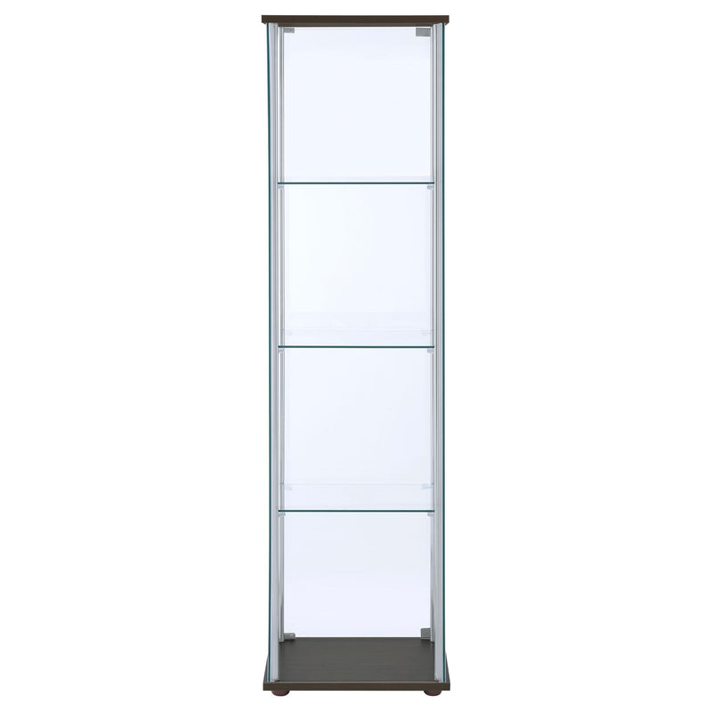 Bellatrix 3-shelf Clear Glass Curio Cabinet Cappuccino - 950172