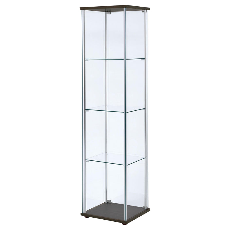 Bellatrix 3-shelf Clear Glass Curio Cabinet Cappuccino - 950172