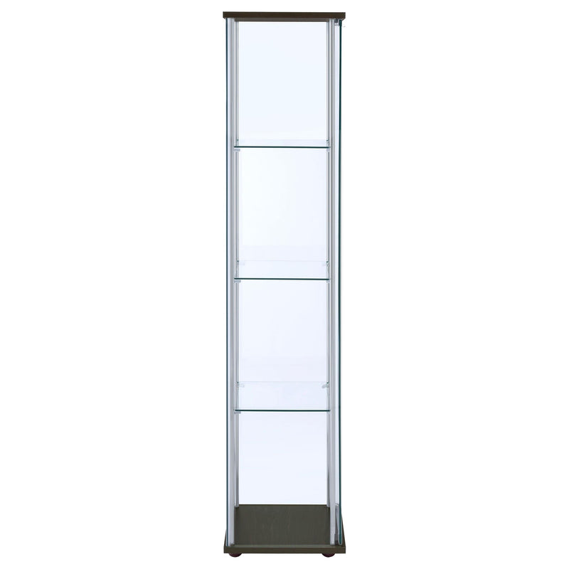Bellatrix 3-shelf Clear Glass Curio Cabinet Cappuccino - 950172