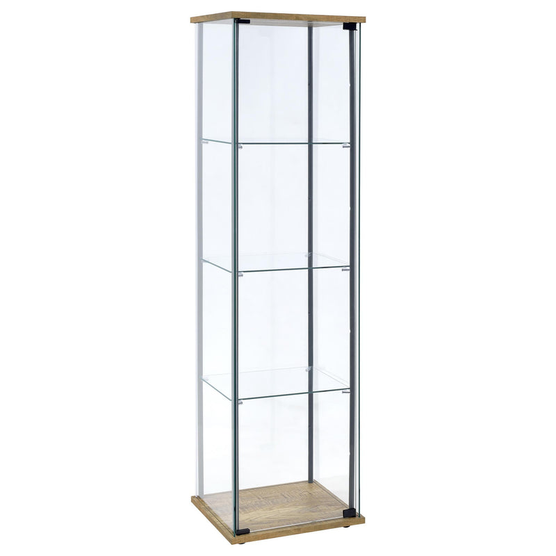 Bellatrix 3-shelf Clear Glass Curio Cabinet Mango - 950172MGO