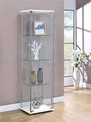 Bellatrix 3-shelf Clear Glass Curio Cabinet White - 951072