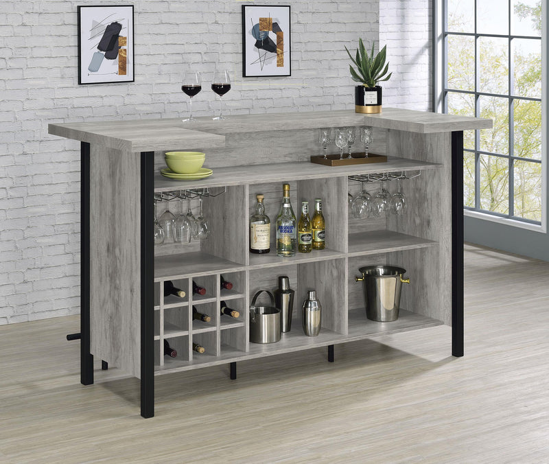 Bellemore Freestanding Home Bar Wine Cabinet Grey Driftwood - 182105