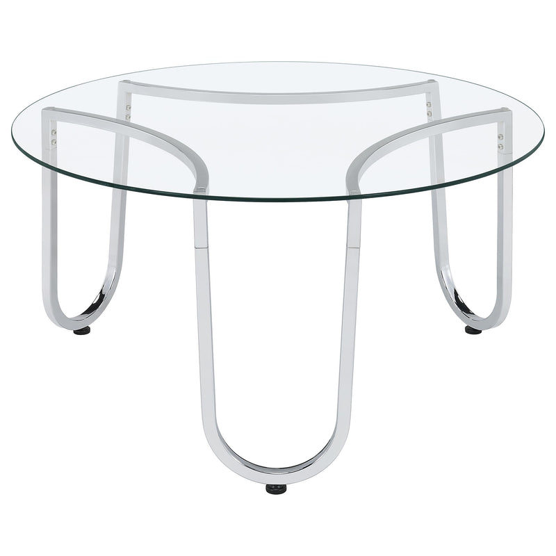 Beller 3-piece Round Tempered Glass Top Coffee Table Set Chrome - 710908-S3