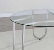 Beller 3-piece Round Tempered Glass Top Coffee Table Set Chrome - 710908-S3