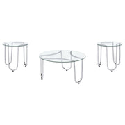 Beller 3-piece Round Tempered Glass Top Coffee Table Set Chrome - 710908-S3