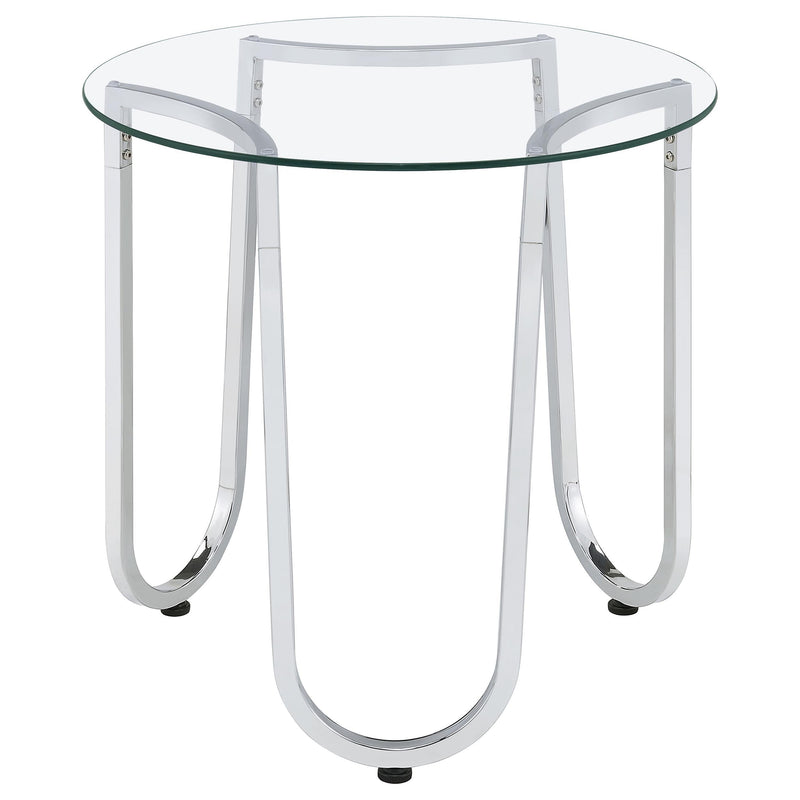 Beller 3-piece Round Tempered Glass Top Coffee Table Set Chrome - 710908-S3