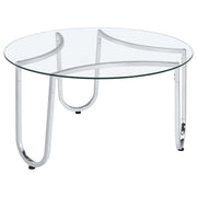 Beller 3-piece Round Tempered Glass Top Coffee Table Set Chrome - 710908-S3