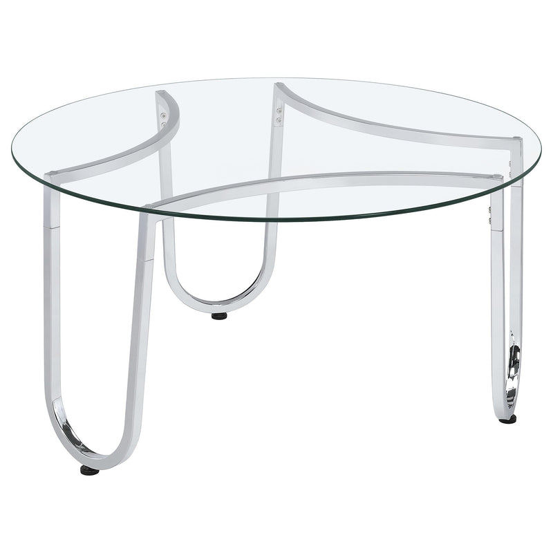 Beller 3-piece Round Tempered Glass Top Coffee Table Set Chrome - 710908-S3