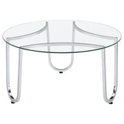 Beller 3-piece Round Tempered Glass Top Coffee Table Set Chrome - 710908-S3