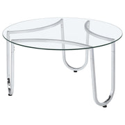 Beller 3-piece Round Tempered Glass Top Coffee Table Set Chrome - 710908-S3