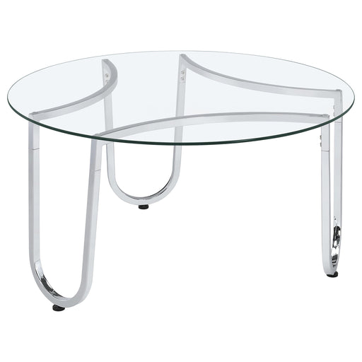 Beller Round Tempered Glass Top Cocktail Coffee Table Chrome - 710908