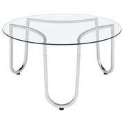 Beller Round Tempered Glass Top Cocktail Coffee Table Chrome - 710908