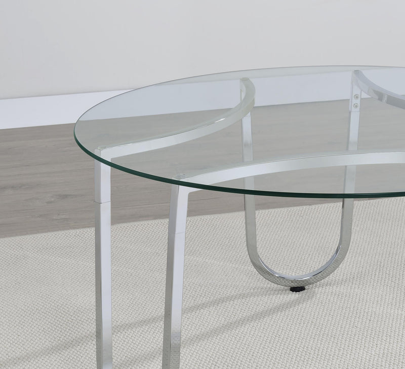 Beller Round Tempered Glass Top Cocktail Coffee Table Chrome - 710908