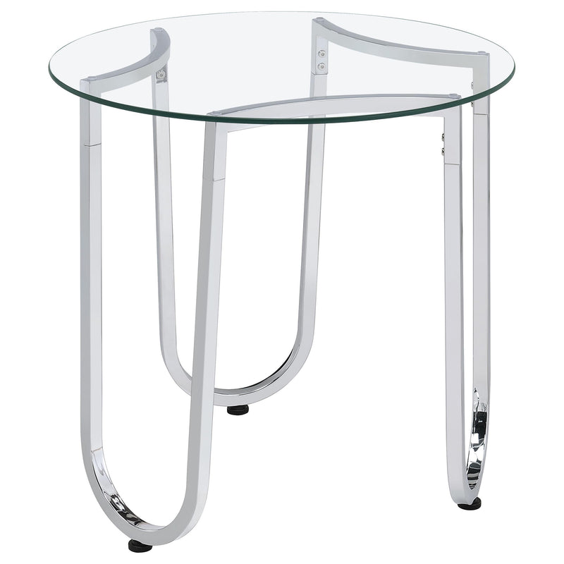 Beller Round Tempered Glass Top End Side Table Chrome - 710907