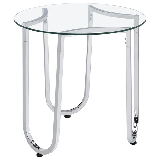 Beller Round Tempered Glass Top End Side Table Chrome - 710907
