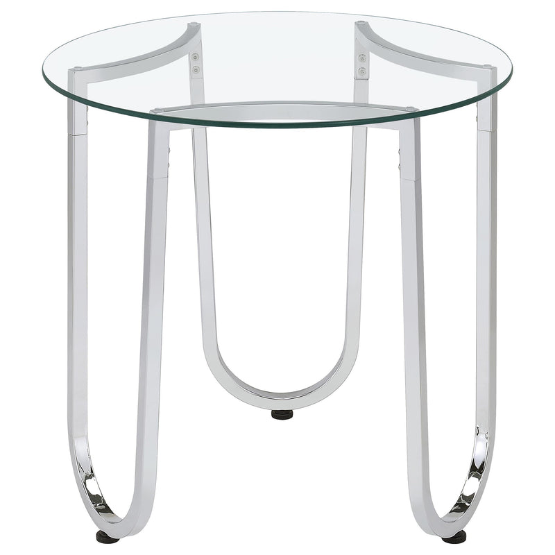 Beller Round Tempered Glass Top End Side Table Chrome - 710907