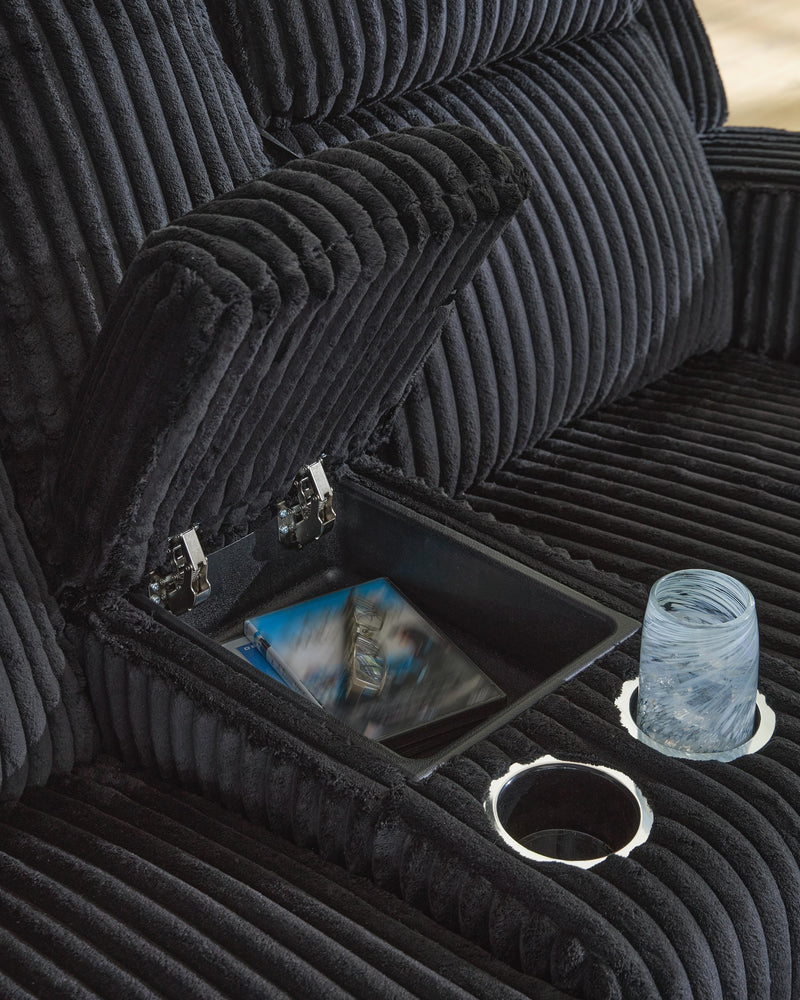 Belvarrow Black Power Reclining Loveseat with Console - PC6420218