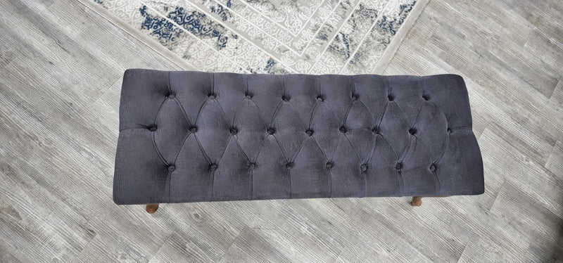 Bench With Wood Legs in Blue-White - 790-BENCH-NOVA140