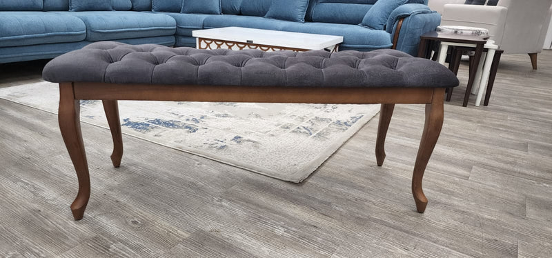 Bench With Wood Legs in Blue-White - 790-BENCH-NOVA140