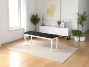 Bench With Wood Legs in Blue-White - 790-BENCH-NOVA140