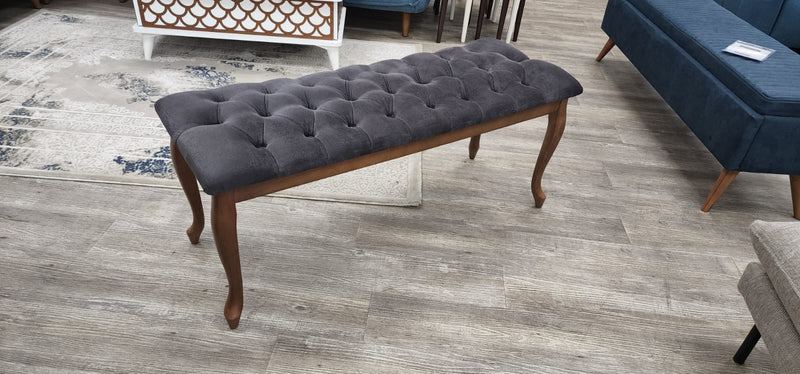 Bench With Wood Legs in Blue-White - 790-BENCH-NOVA140