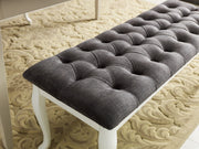 Bench With Wood Legs in Blue-White - 790-BENCH-NOVA140