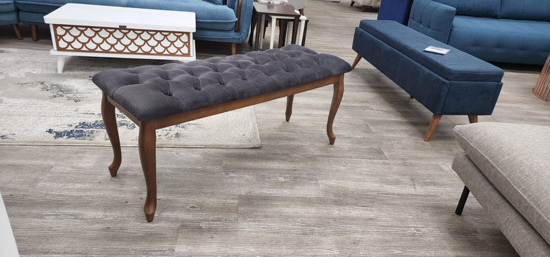 Bench With Wood Legs in Grey-Walnut - 790-BENCH-H12