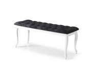 Bench With Wood Legs in Grey-White - 790-BENCH-H12-W