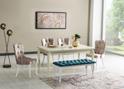 Bench With Wood Legs in Grey-White - 790-BENCH-H12-W