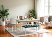 Bench With Wood Legs in Grey-White - 790-BENCH-H12-W