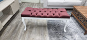 Bench With Wood Legs in Grey-White - 790-BENCH-H12-W