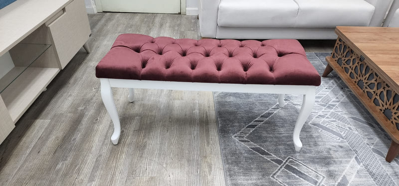 Bench With Wood Legs in Grey-White - 790-BENCH-H12-W