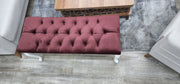 Bench With Wood Legs in Grey-White - 790-BENCH-H12-W