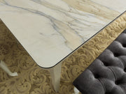 Bench With Wood Legs in Grey-White - 790-BENCH-H12-W
