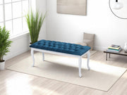 Bench With Wood Legs in Grey-White - 790-BENCH-H12-W