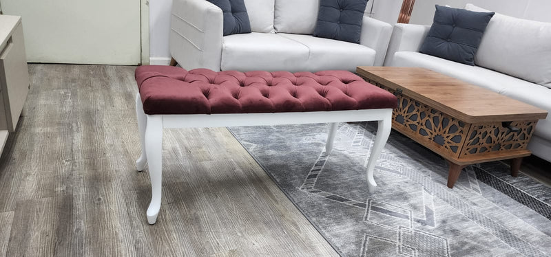 Bench With Wood Legs in Red - 790-BENCH-RED