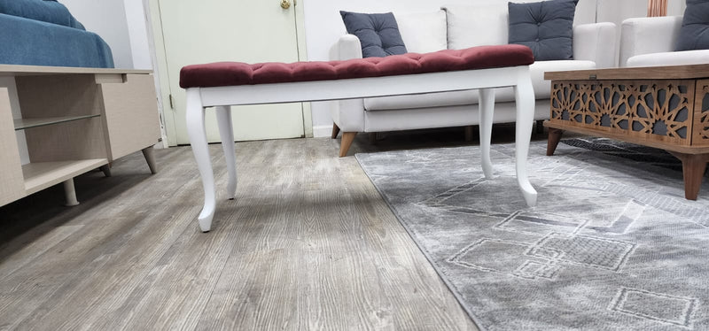 Bench With Wood Legs in Red - 790-BENCH-RED