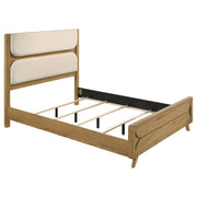 Bennett 63-inch Queen Upholstered Panel Bed Cream and Light Oak - 222901Q