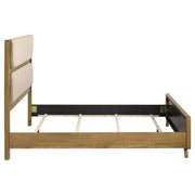 Bennett 63-inch Queen Upholstered Panel Bed Cream and Light Oak - 222901Q